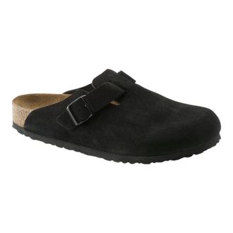Birkenstock Boston Soft Footbed Suede Clogs in Black Men