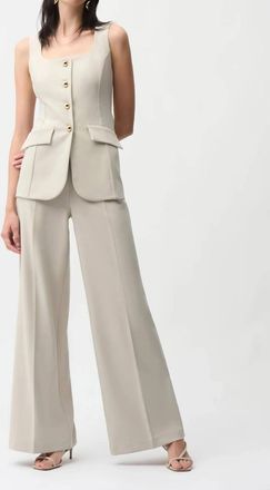 Joseph Ribkoff Lux Twill Wide Pantsuit-Style Jumpsuit In Moonstone