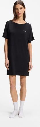 HUGO BOSS Nachthemd BOSS Element_Nightie, Damen, Gr. XXL, N-Gr, schwarz 001, Jersey, Obermaterial: 95% Viskose, 5% Elasthan, normal kniefrei, Rundhals, Kleider 