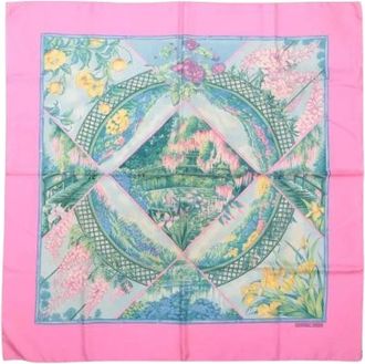 Herm&egrave;s Pre-owned Carr&eacute; 90 Giverny Zijden Sjaal - Dames - Vintage Accessoires - Roze - ONE Size - Vintage
