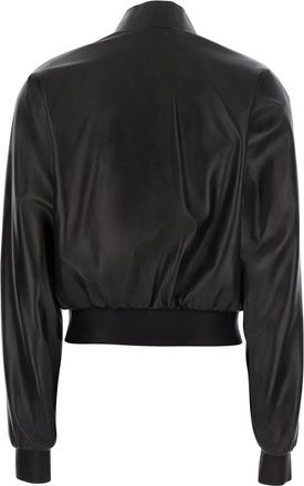 Gucci Womens Cropped Leather Bomber Jacket Brown Coat