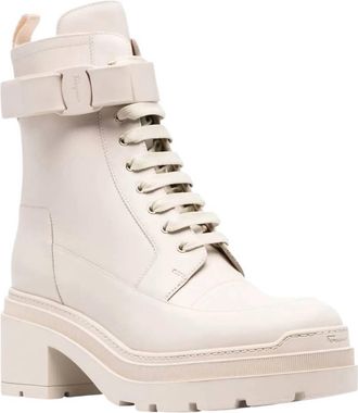 Ferragamo Womens Lober Ankle Boots In Bone
