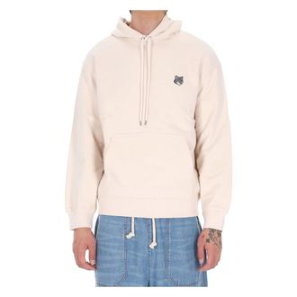 Maison Kitsun&eacute; Hoodies & sweatvesten, Heren, Beige, S, Katoen, Felpa con cappuccio
