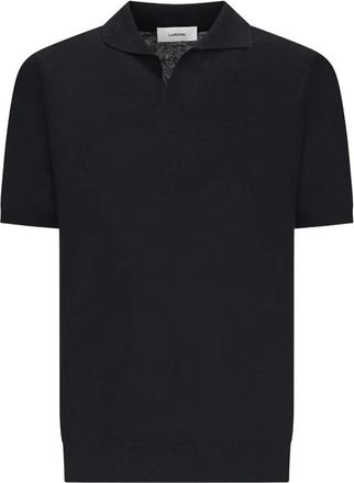 Lardini Korte Mouw Gebreide Poloshirt - Heren - Polos - Zwart - S - Katoen - Tops