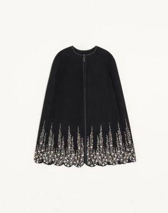 Valentino Embroidered Compact Drap Cape Wo