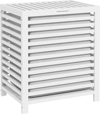 OEM Cesta Para La Colada De Bamb&uacute; Capacidad De 55l Cesto Para Ropa Sucia Con 2 Asas Y Bolsa Extra&iacute;ble 50x36x60 Cm Blanco