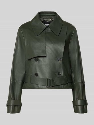 HUGO BOSS Regular Fit Lederjacke aus echtem Lammleder Modell Satela1 in Oliv, Gr&ouml;&szlig;e 32