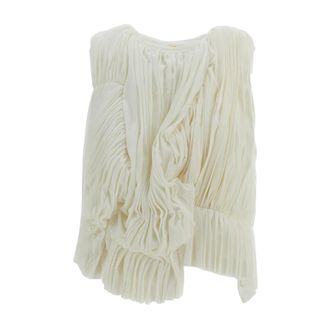 Comme Des Gar&ccedil;ons Top sin mangas plisado drapeado - Tops - Mujer - Blanco - S