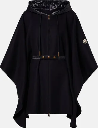 Moncler Belted wool-blend cape
