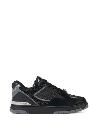 スニーカー VERSACE Men Sneakers Black 10163061A12679 1B00B Versace Men's Medusa Logo Black Leather Sneakers Shoes US 7