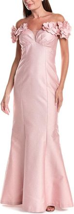 Teri Jon by Rickie Freeman Teri Jon By Rickie Freeman Jacquard Flower Petal Puff Shoulder Gown