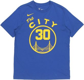 Nike Mens Nike NBA Basketball Sports Printing Short Sleeve Golden State Warriors Curry 30 Blue T-Shirt CT9913-497