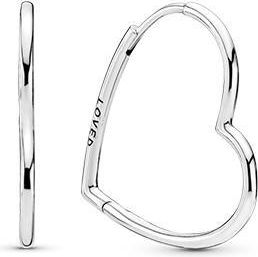 Pandora Ladies Sterling Silver Asymmetrical Heart Hoop Earrings