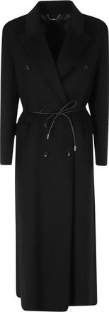 Seventy Double-Breasted Coat - Dames - Mantel - Zwart - M - Leer - Jassen