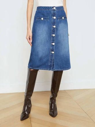 L'agence Landry A-Line Midi Skirt In Verdugo