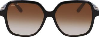 Ferragamo 57mm Gradient Rectangular Sunglasses in Dark Brown at Nordstrom Rack