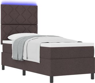 vidaXL vidaXL Box Spring Bed with Mattress & LED in Dark Brown, 80 x 200 cm Fabric