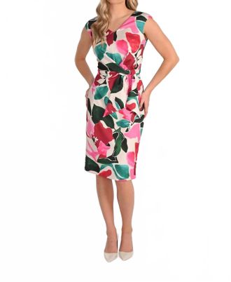 Frank Lyman Design Sleeveless Floral Sheath Dress In Pink/ocean Green
