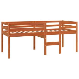 vidaXL Cama Alta Madera Maciza De Pino Marr&oacute;n Cera 75x190 Cm Vidaxl