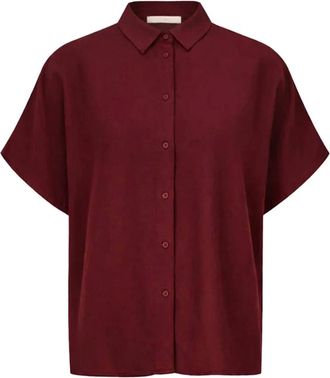 By-Bar Amsterdam Overhemden, Dames, Rood, M, Barley Viscose Blouse