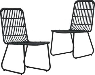 vidaXL Garden Chairs 2 pcs Poly Rattan Black Vidaxl