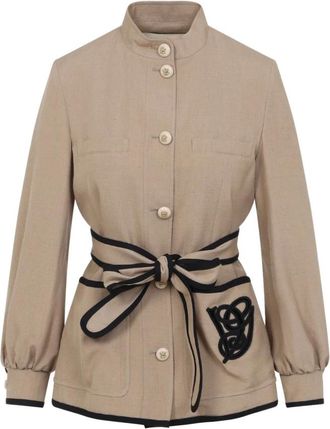 Valentino Caban Embroidered Logo Vg Jacket - female - Valentino - Light Jackets - Beige - M - Jackets