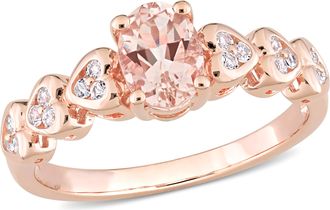 Mimi & Max 7/8ct TGW Morganite & White Topaz Ring in Rose Silver