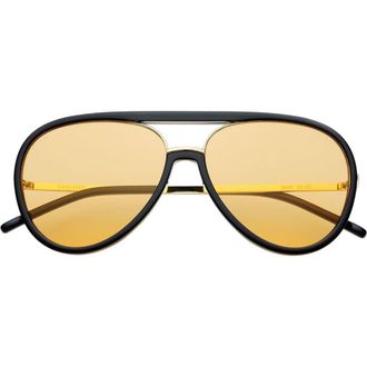 Freyrs Eyewear Shay Aviator Sunglasses in Black /Soft Amber at Nordstrom