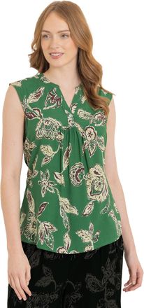 Klass Botanical Print Sleeveless Top - Khaki - 12