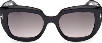 Tom Ford Saltzman 53mm Gradient Butterfly Sunglasses in Black Eco /T Logo at Nordstrom Rack
