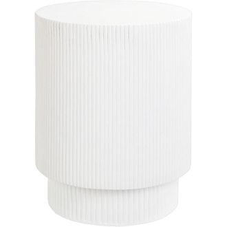 Beliani Beliani - Mesa Auxiliar Acanalada Mgo Fibra De Vidrio Forma Redonda Resistente A Los Rayos Uv Manchas &Oacute;xido Agua Y Viento Blanco Biccari