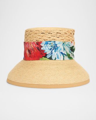 Dolce & Gabbana Raffia Bucket Hat With Silk Scarf
