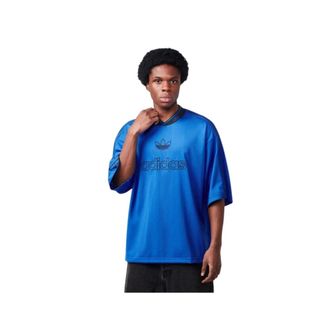 adidas Originals Adidas Originals, Training T-Shirts, male, Blue, Size: M Premium Oversized Knit Jersey