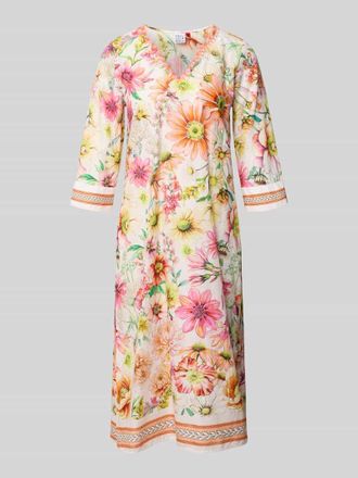 Emily van den Bergh Tunikakleid im Allover-Look mit V-Ausschnitt in Weiss, Gr&ouml;&szlig;e 36