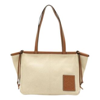 Loewe Pre-owned Cushion Canvas Leather Tote Bag - Dames - Vintage Shopper - Beige - ONE Size - Leer - Vintage