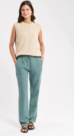 Armor Lux Drawstring Linen Pant In Silver Pine
