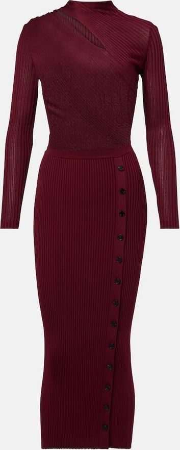 Abito midi in maglia a coste con cut-out