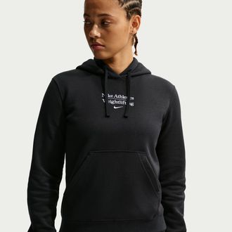 Nike Womens Weightlifting Pullover Hoodie in Black | APS552NAWL-BLK