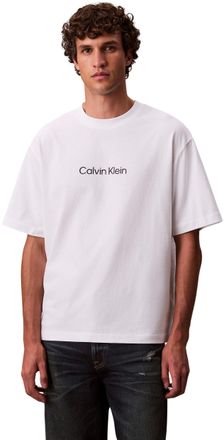 Calvin Klein Mens SS RLXD Standard Logo CREWNK TEE Tees, White (Bright White), S