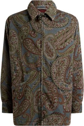 Etro Giacca a coste con stampa paisley - Verde