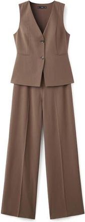 Mango Sleeveless Wide Leg Jumpsuit in Brown at Nordstrom Rack, Size Large