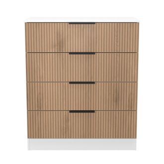 Lewis's Java 4 Drawer Chest in Slatted Effect / White - Ready Assembled - Lewiss Home | TJ Hughes