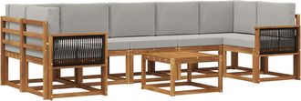 vidaXL Conjunto De Sof&aacute;s De Exterior 6 Uds. Natural Y Gris Claro Vidaxl