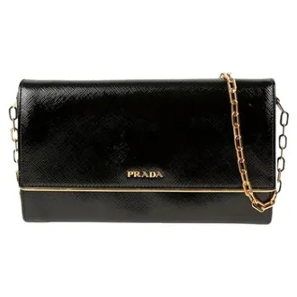 Prada Pre-owned Cross Body Bags, female, Black, Size: ONE SIZE Pre-owned Chain Long Wallet and Crossbody Bag
