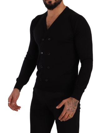 Dolce & Gabbana Mens Cashmere Button-Down Cardigan Black