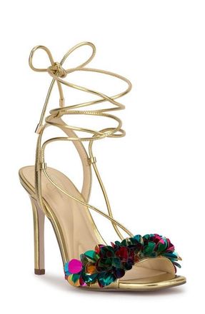 Jessica Simpson Oveny Ankle Wrap Sandal in Gold at Nordstrom, Size 8.5