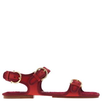 Ferragamo Nomadic Buckle Flat Sandals, Size 7 C