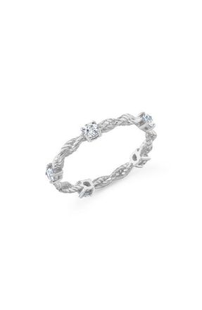 Crislu Cubic Zirconia Twisted Band Ring in Pure Platinum /Clear Stone at Nordstrom, Size 8