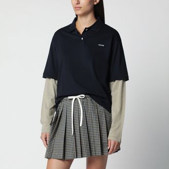 Miu Miu Polo blu/oliva in jersey di cotone