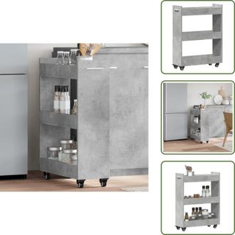vidaXL The Living Store Mobile con Ruote Grigio Cemento 60x22x79cm in Legno Multistrato - Mobile in legno multistrato